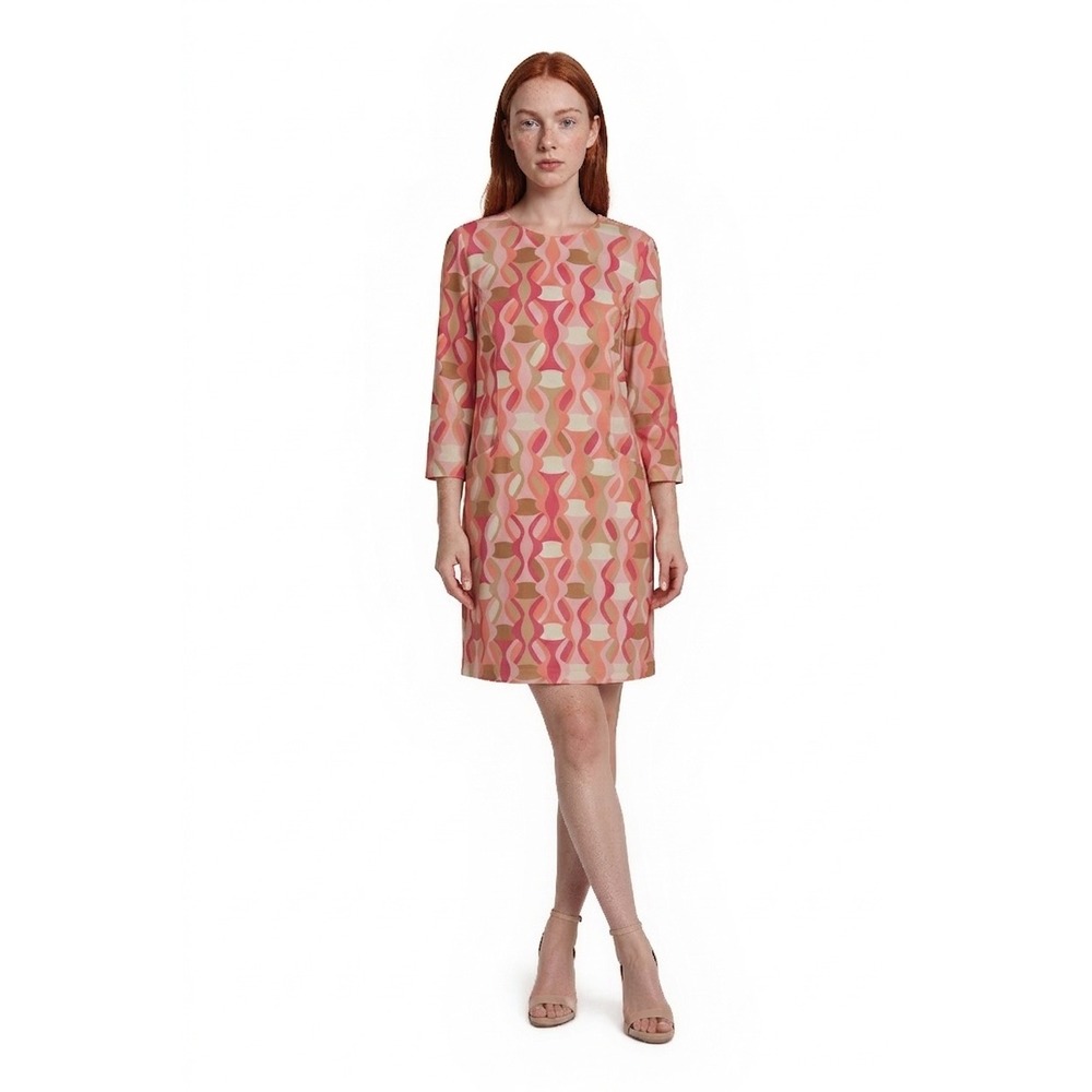 New J.McLaughlin Shift Dress Women's Size Medium Pink Orange Geometric